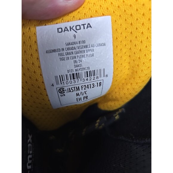 Dakota Men's 8100 8" Composite Toe Insulated Work Boot Black Size 9M - Picture 4 of 8